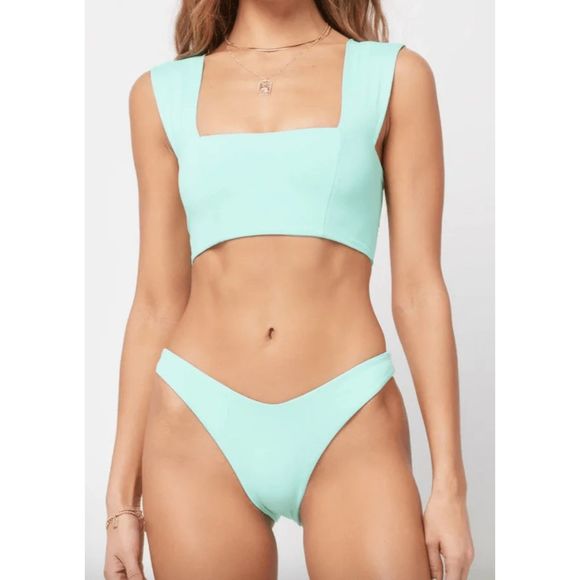 NWT L Space Parker Bikini Top in Bright Teal size M - Picture 1 of 7